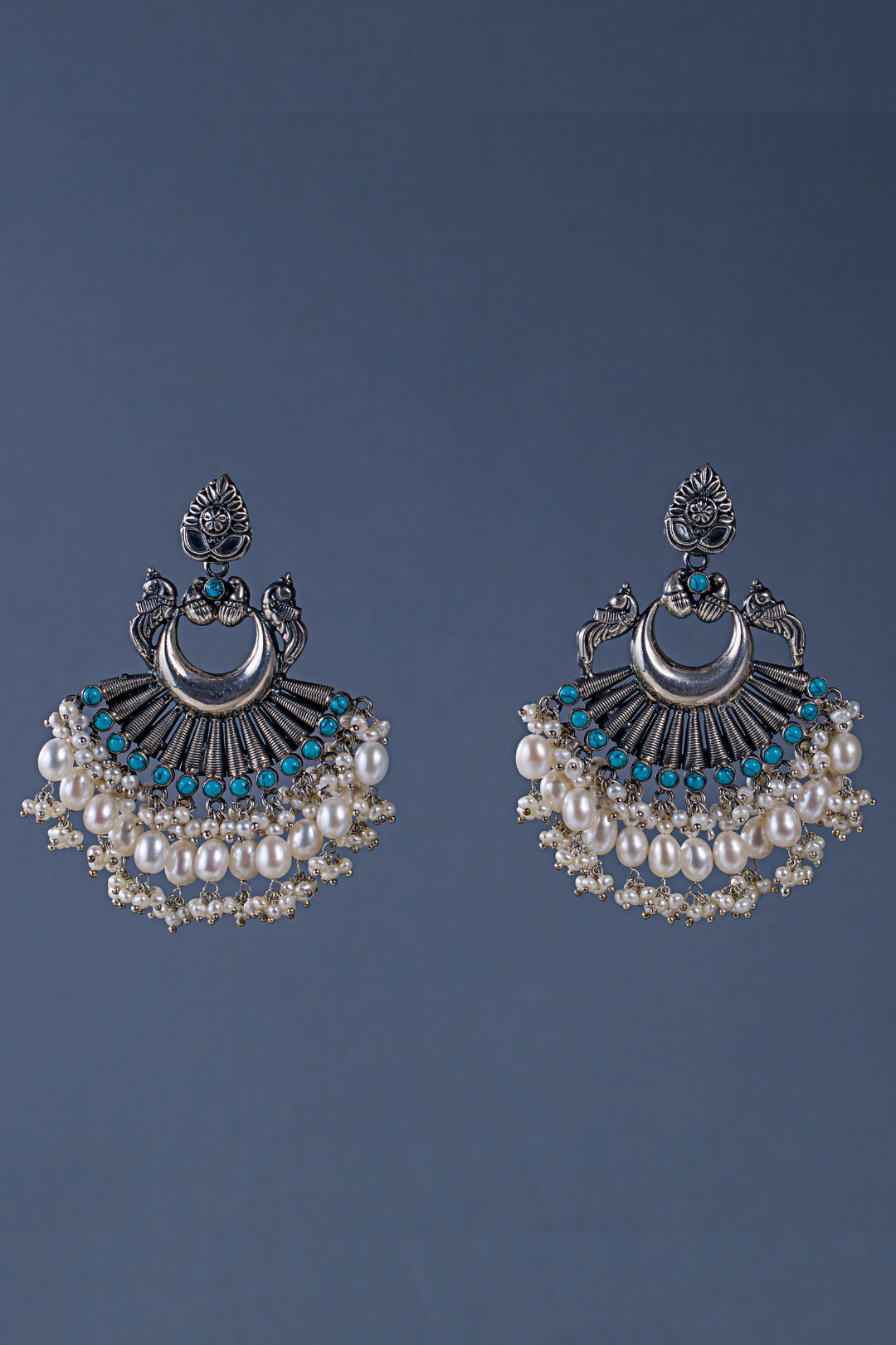 Pure Silver Siliver Mrinalini Peacock Lapis Earrings