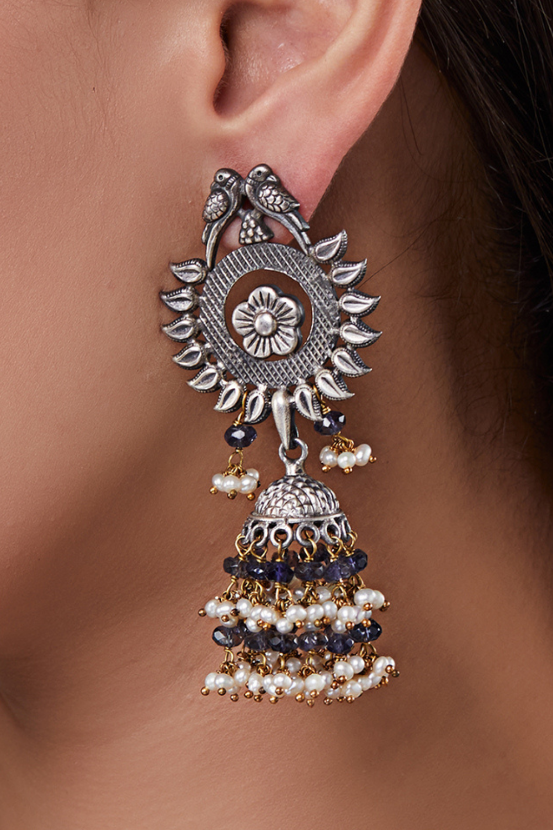 Pure Silver Parrot Kyanite Earrings