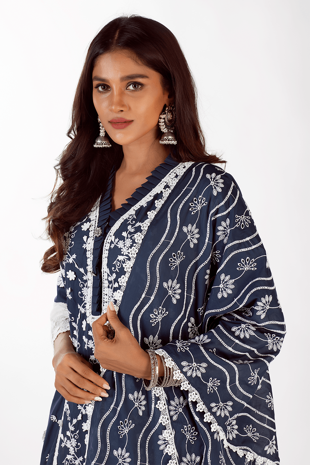 Mulmul Cotton Sophie Navy Dupatta