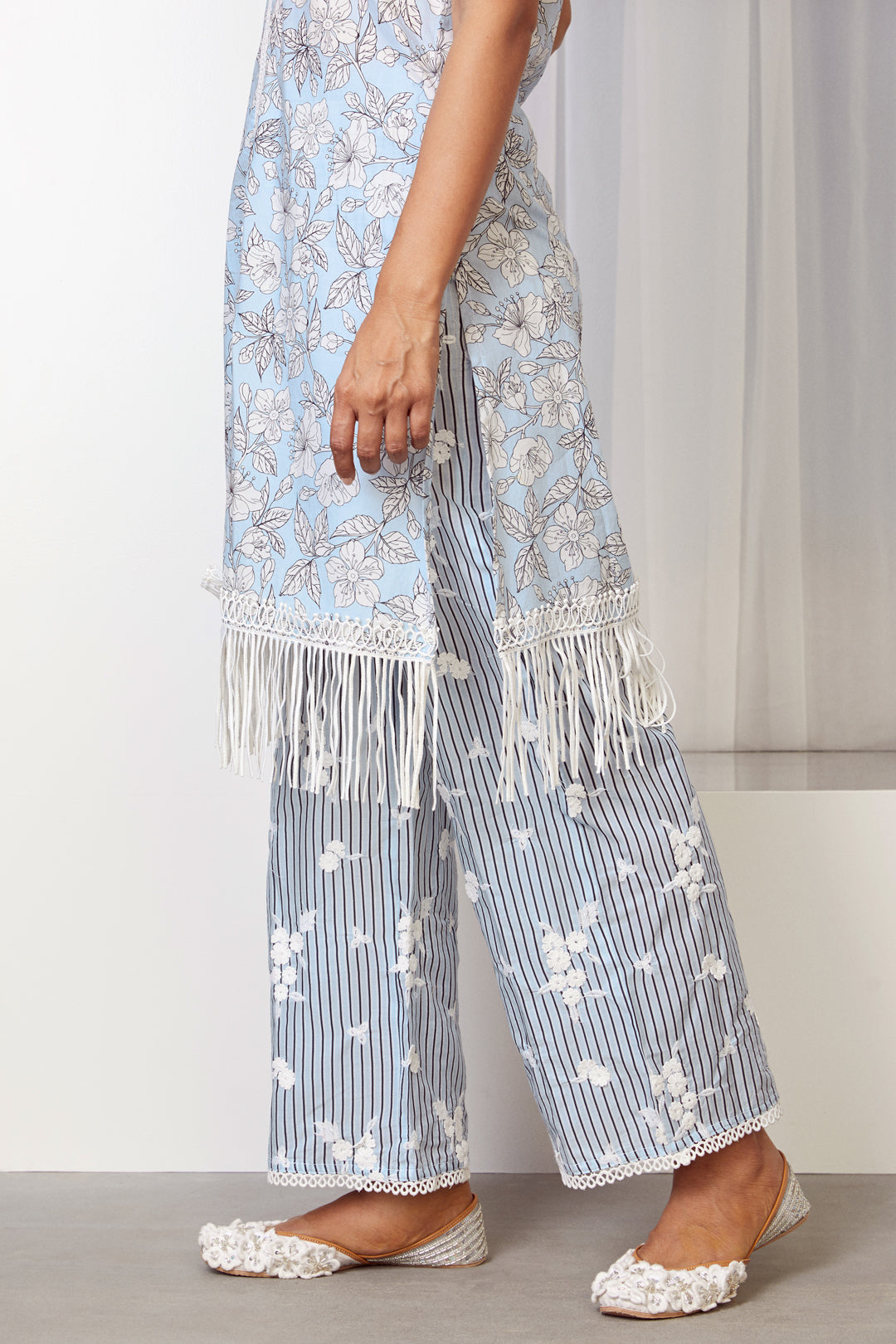 Mulmul Cotton Salone Light Blue Palazzo