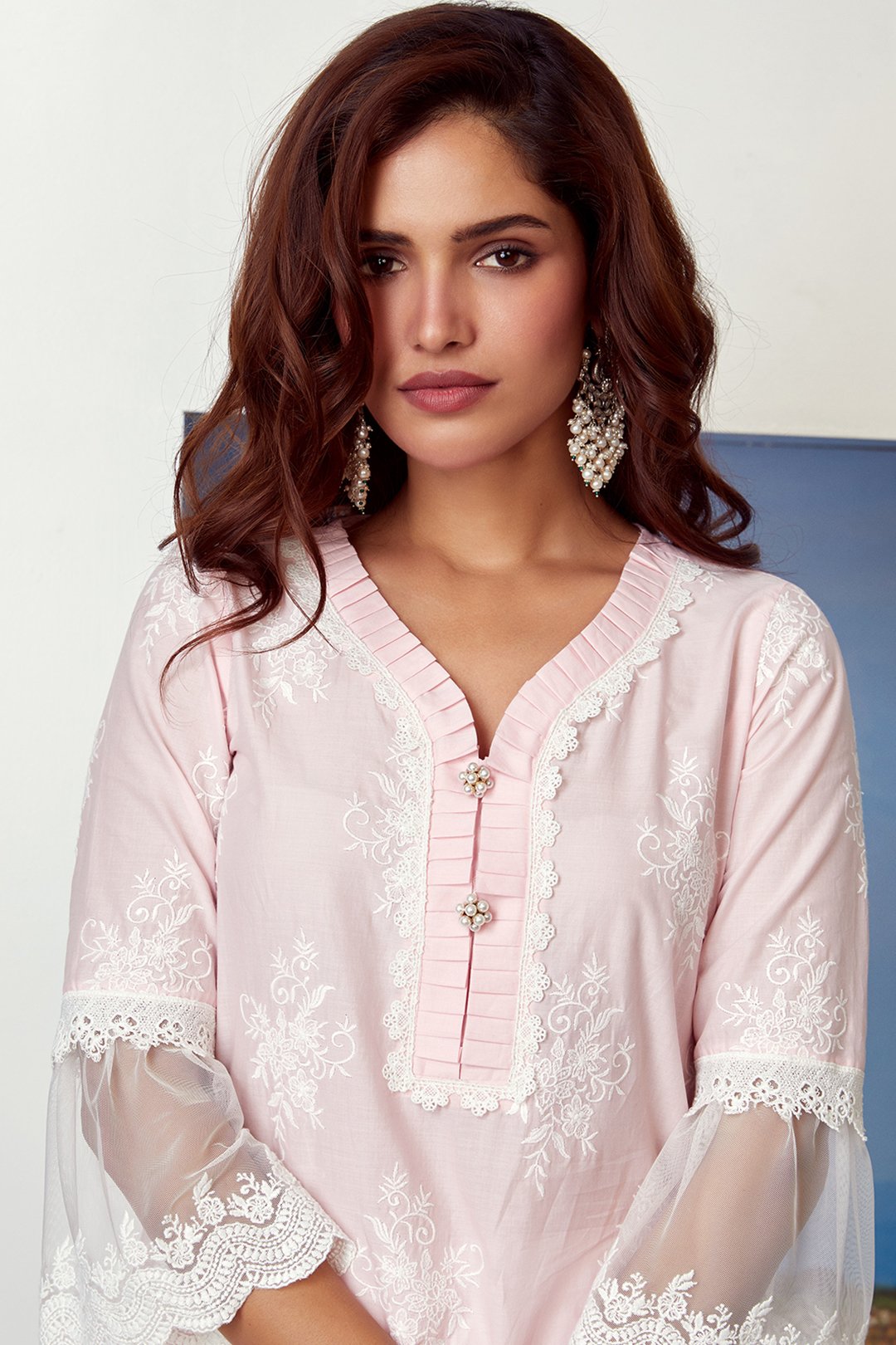 Mulmul Cotton Silver Comet Kurta With Emroidered Eyelet pyajama