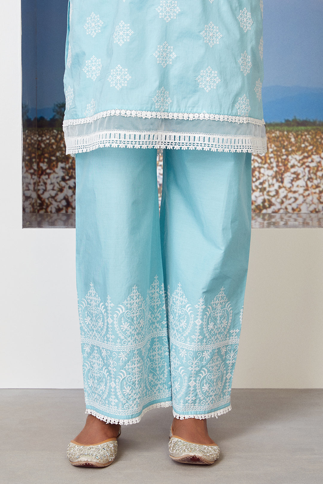 Mulmul Cotton Snow Flake Palazzo