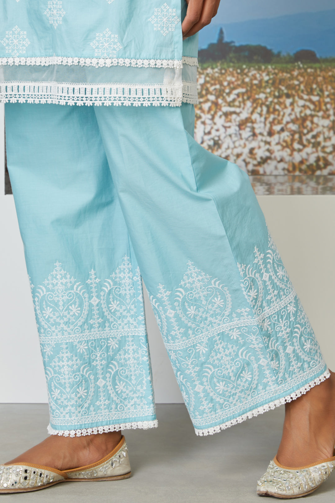 Mulmul Cotton Snow Flake Palazzo