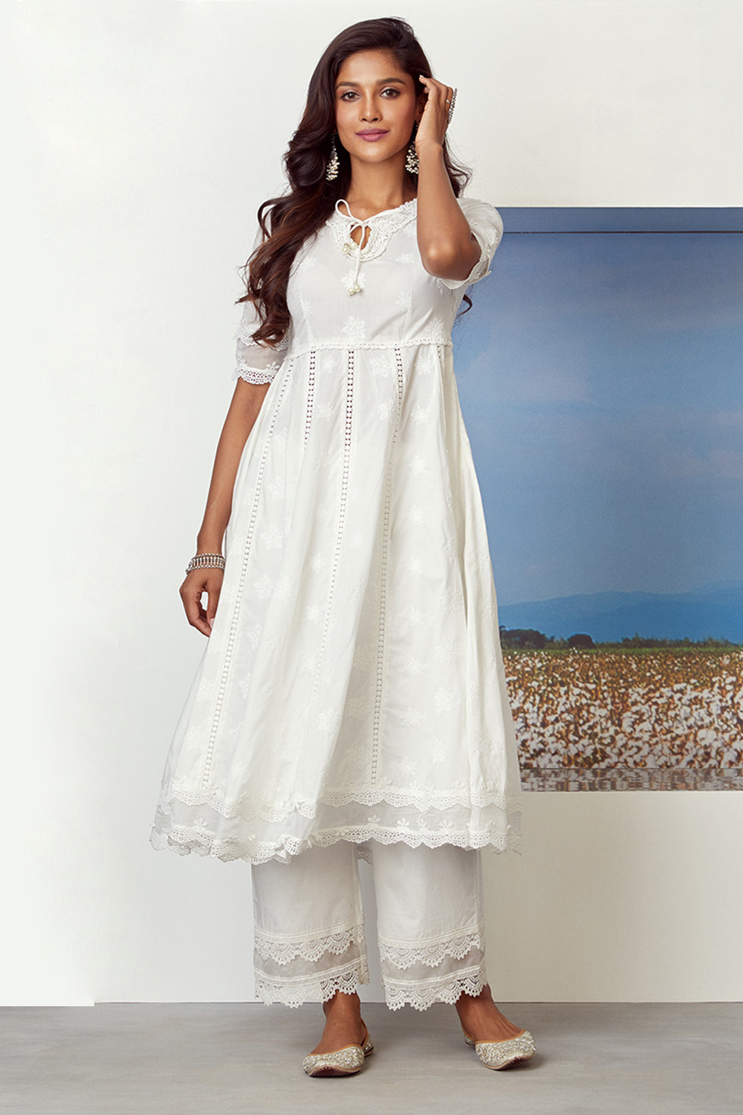 Mulmul Cotton Star Gaze White Kurta