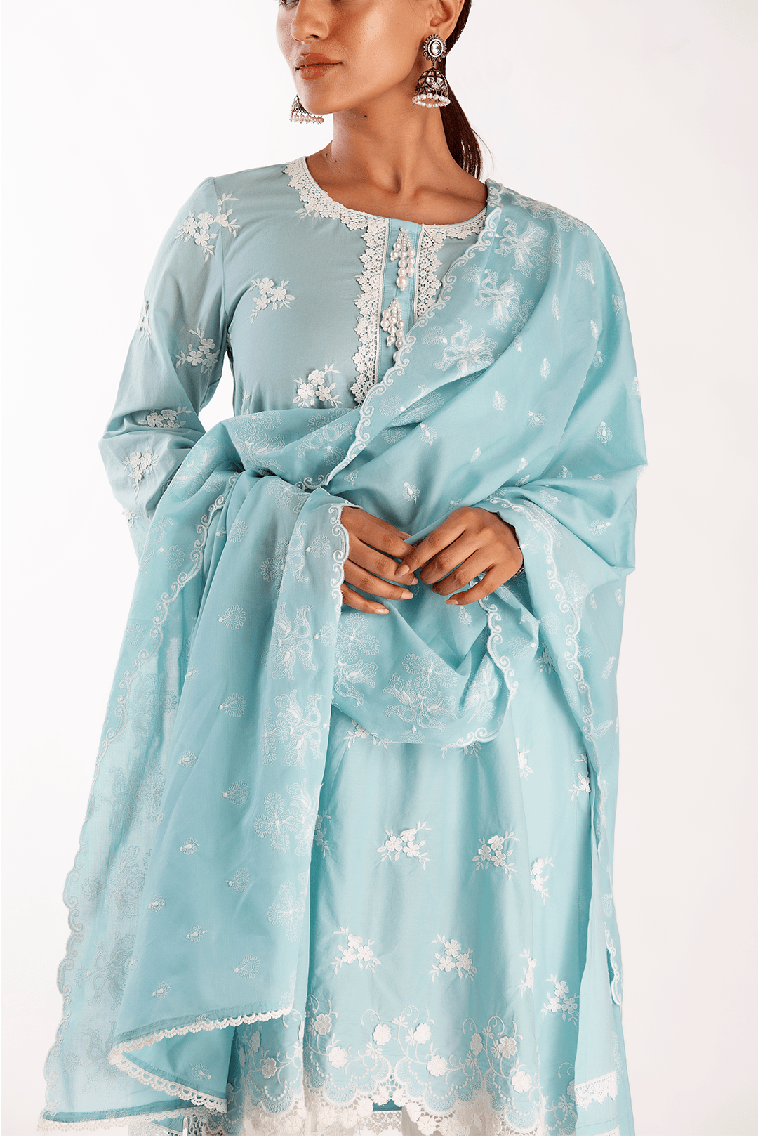 Mulmul Cotton Stella Turquoise Kurta