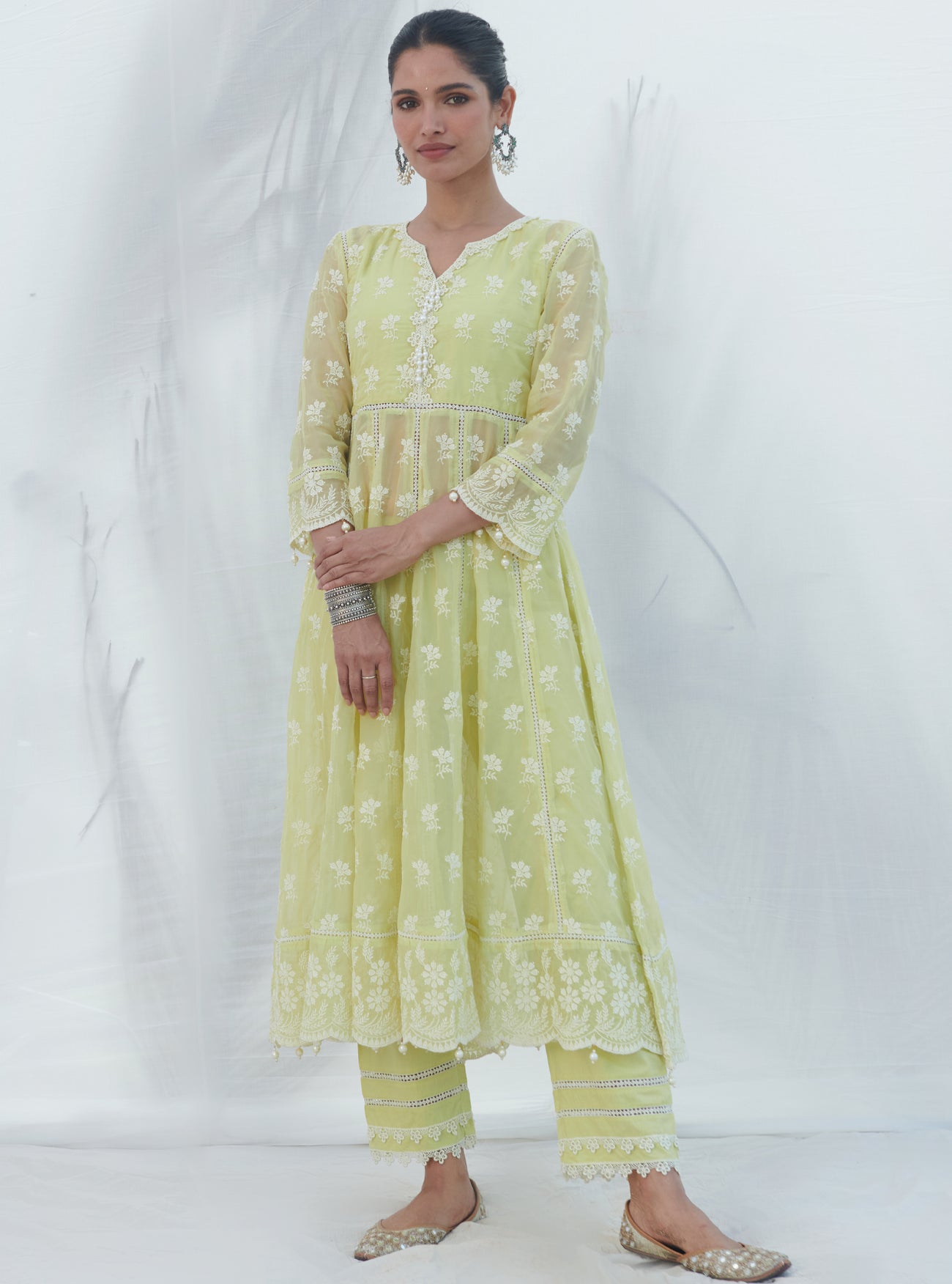 Mulmul Organza Betora Lime Dupatta
