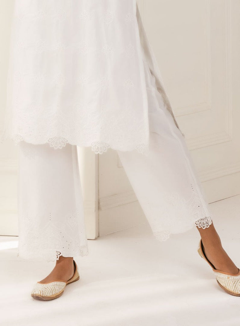 Mulmul Cotton Tia White Palazzo