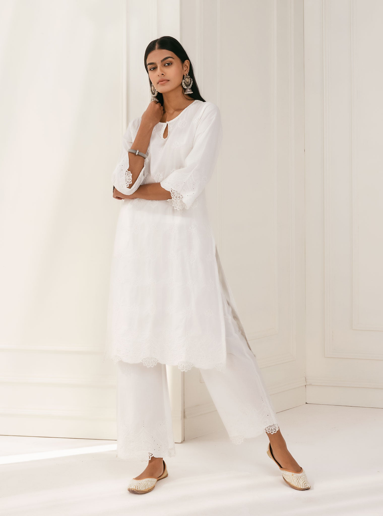 Mulmul Cotton Tia White Kurta