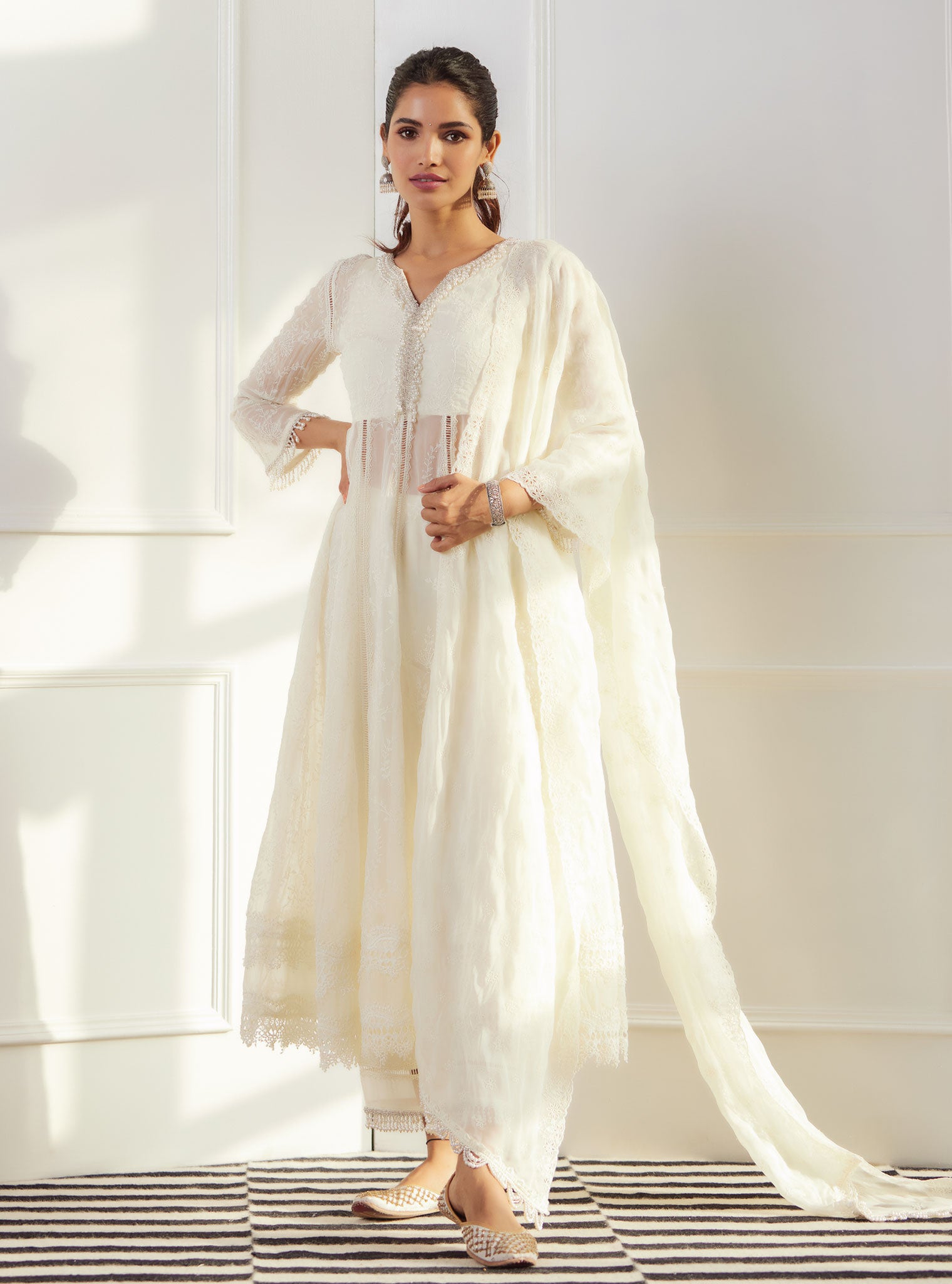 Mulmul Fedora Off White Dupatta