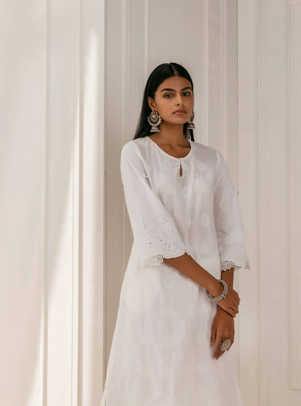 Mulmul Supima Cotton Rylee White Palazzo