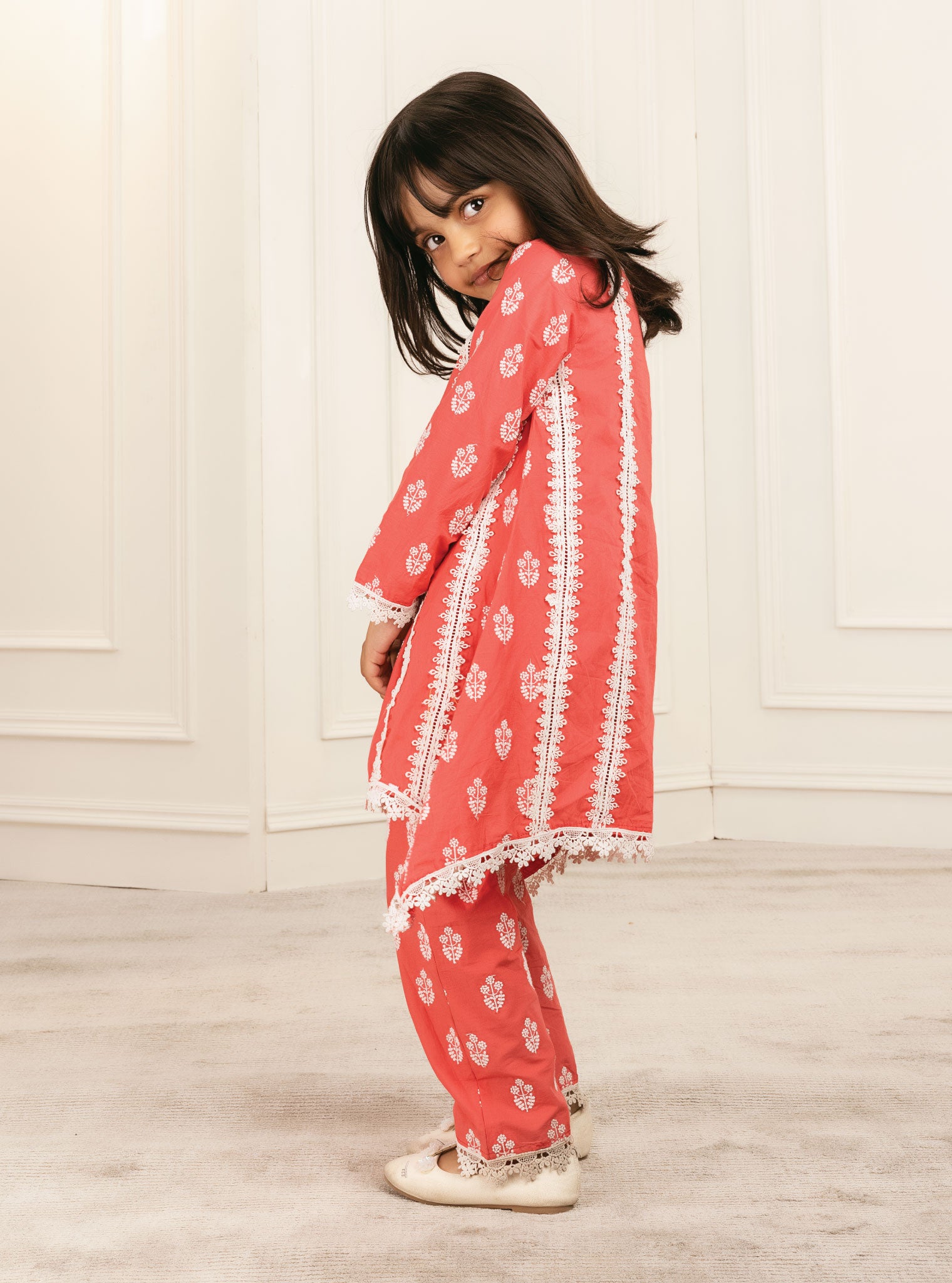 Mulmul Cotton Amaris Red Kurta