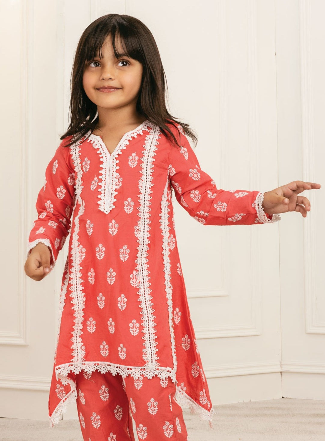 Mulmul Cotton Amaris Red Kurta
