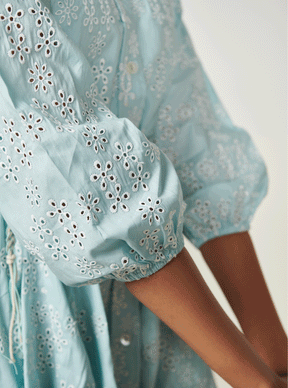 Mulmul Cotton Peyton Blue Dress