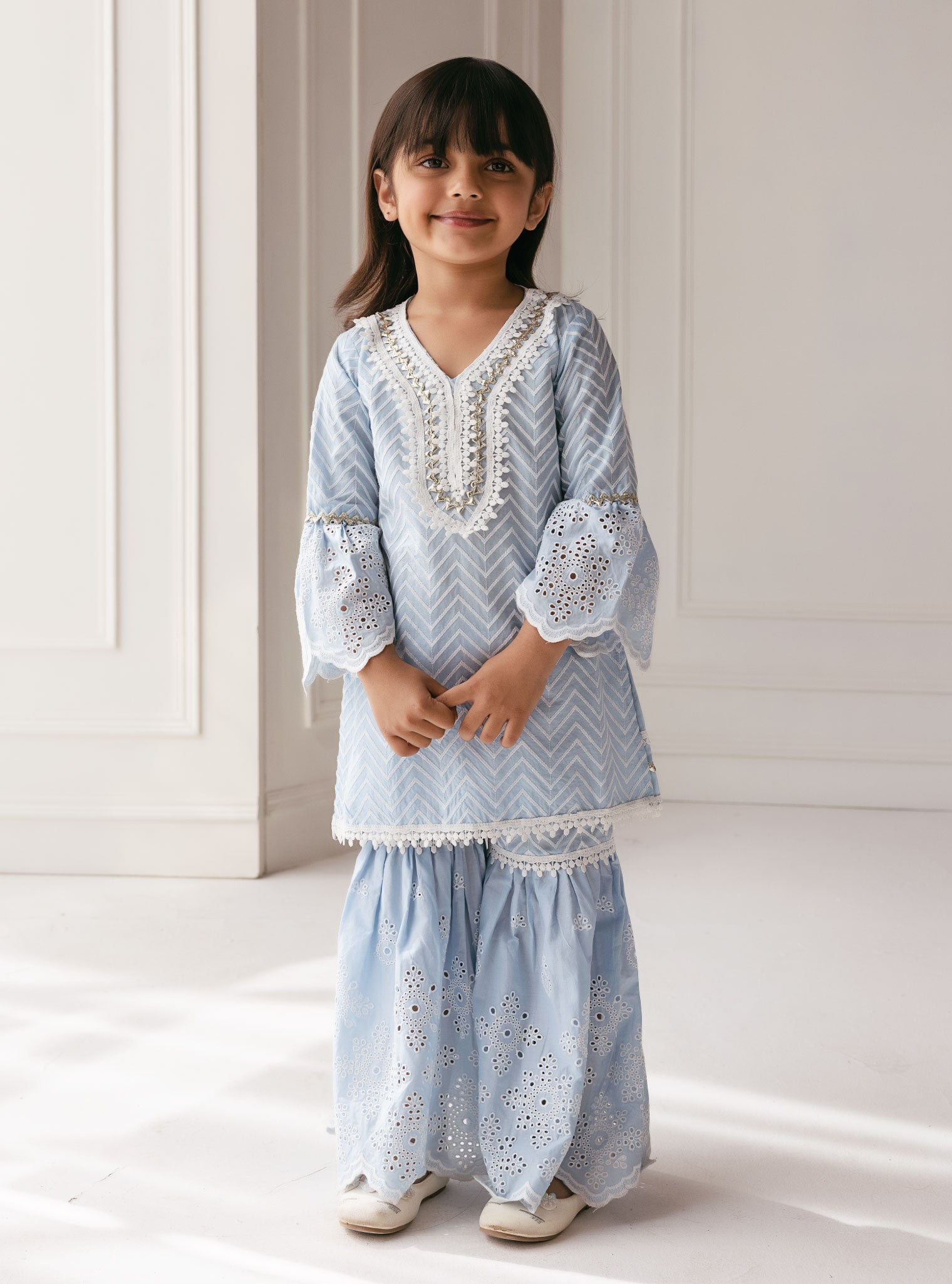 Mulmul Cotton Philo Light Blue Kurta