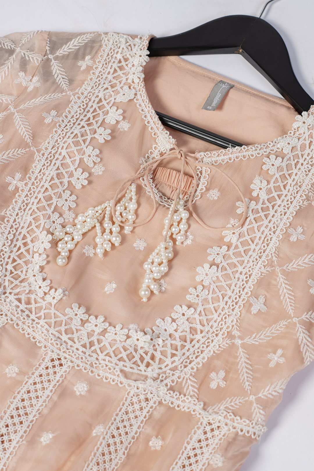 Mulmul Organza Valerie Anarkali Beige Kurta