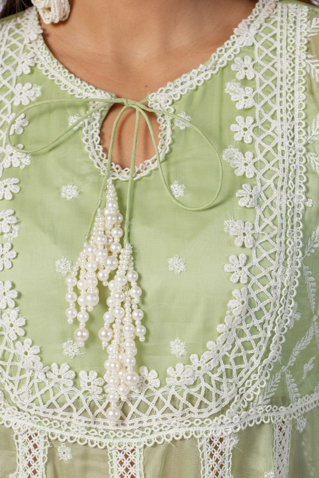 Mulmul Organza Valerie Anarkali Green Kurta