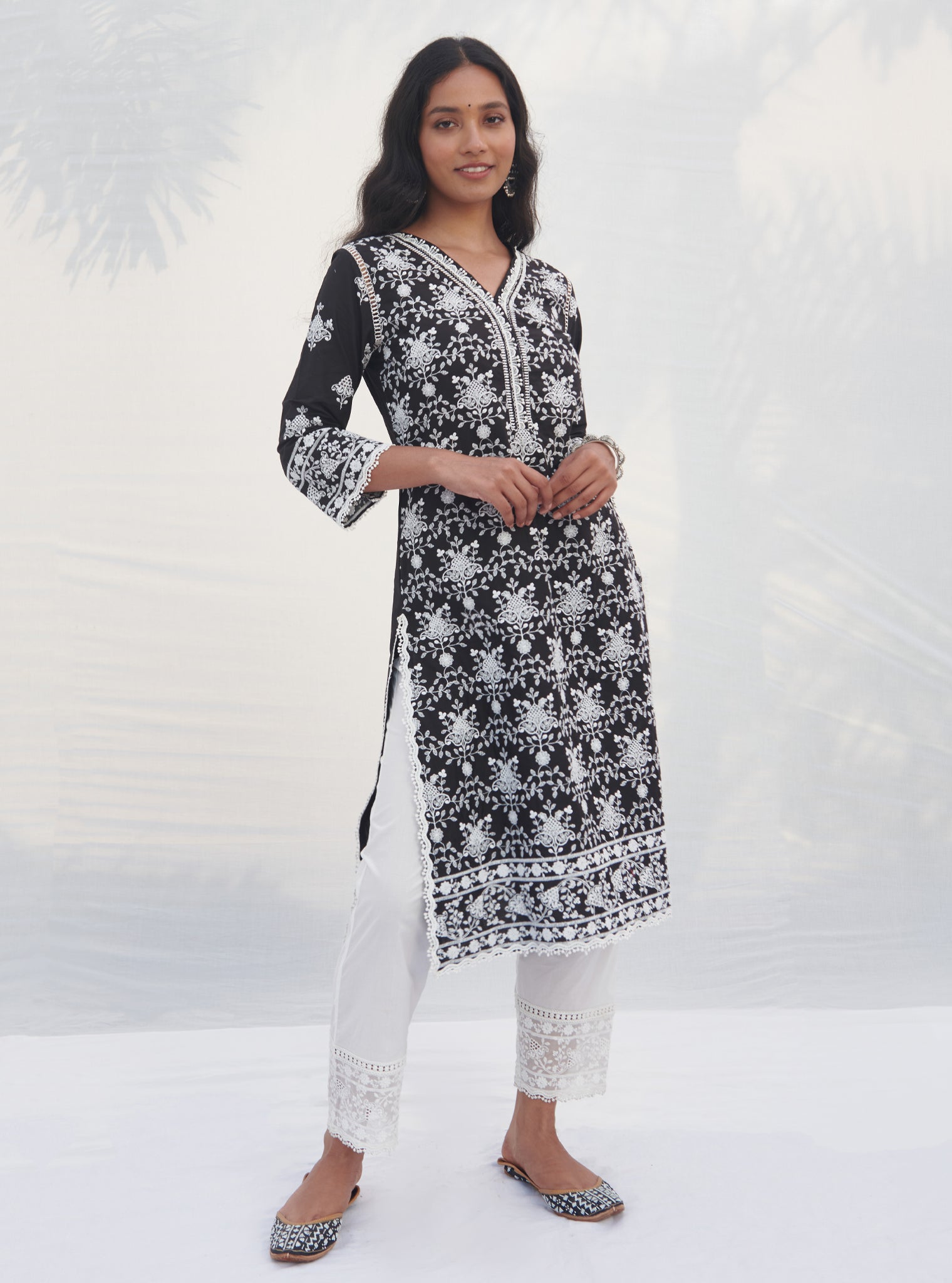 Mulmul Cotton Verla Black kurta