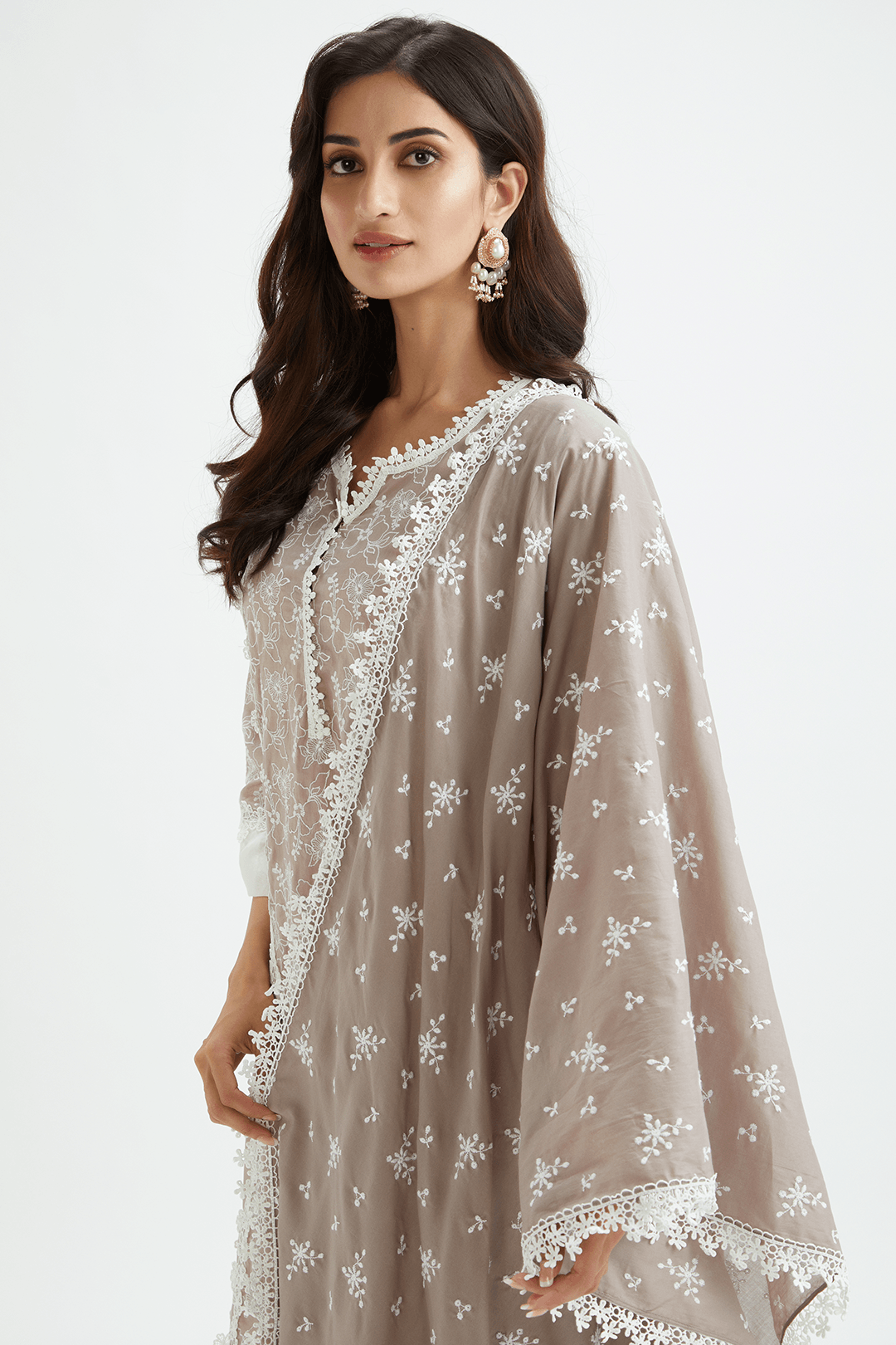 Mulmul Cotton Magpie Dark Grey Dupatta