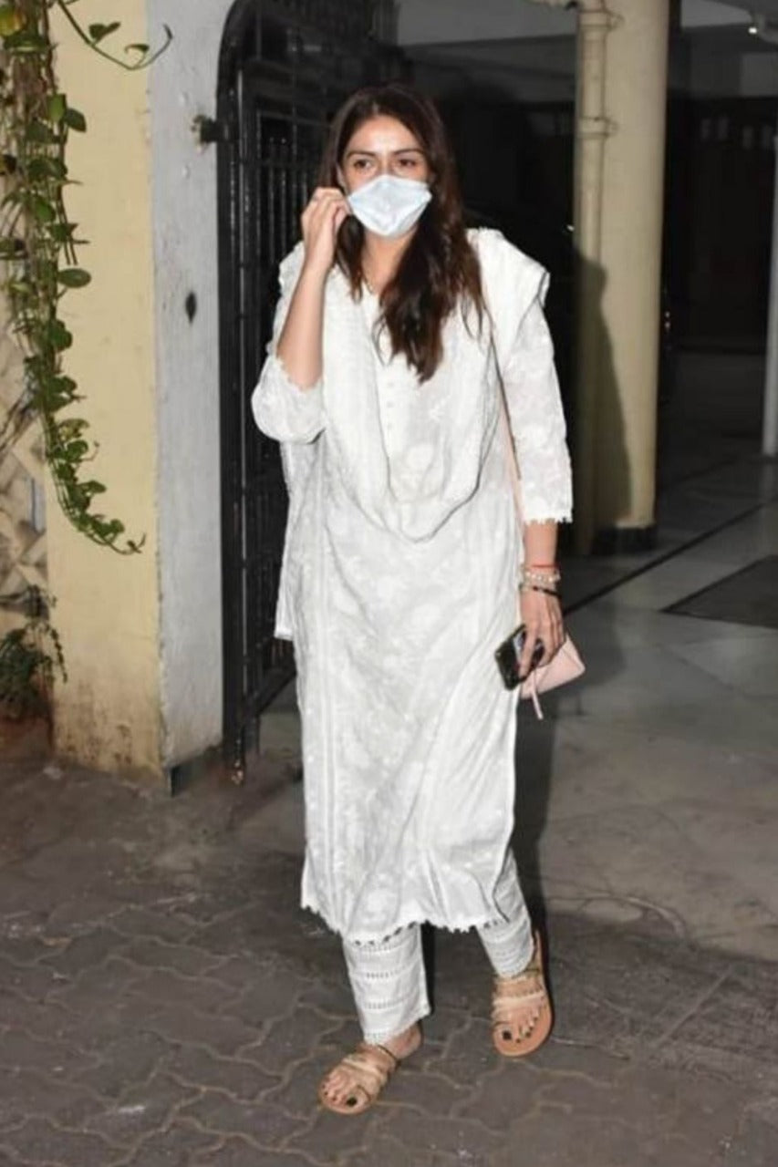 Mulmul Cotton Rosetta Kurta White