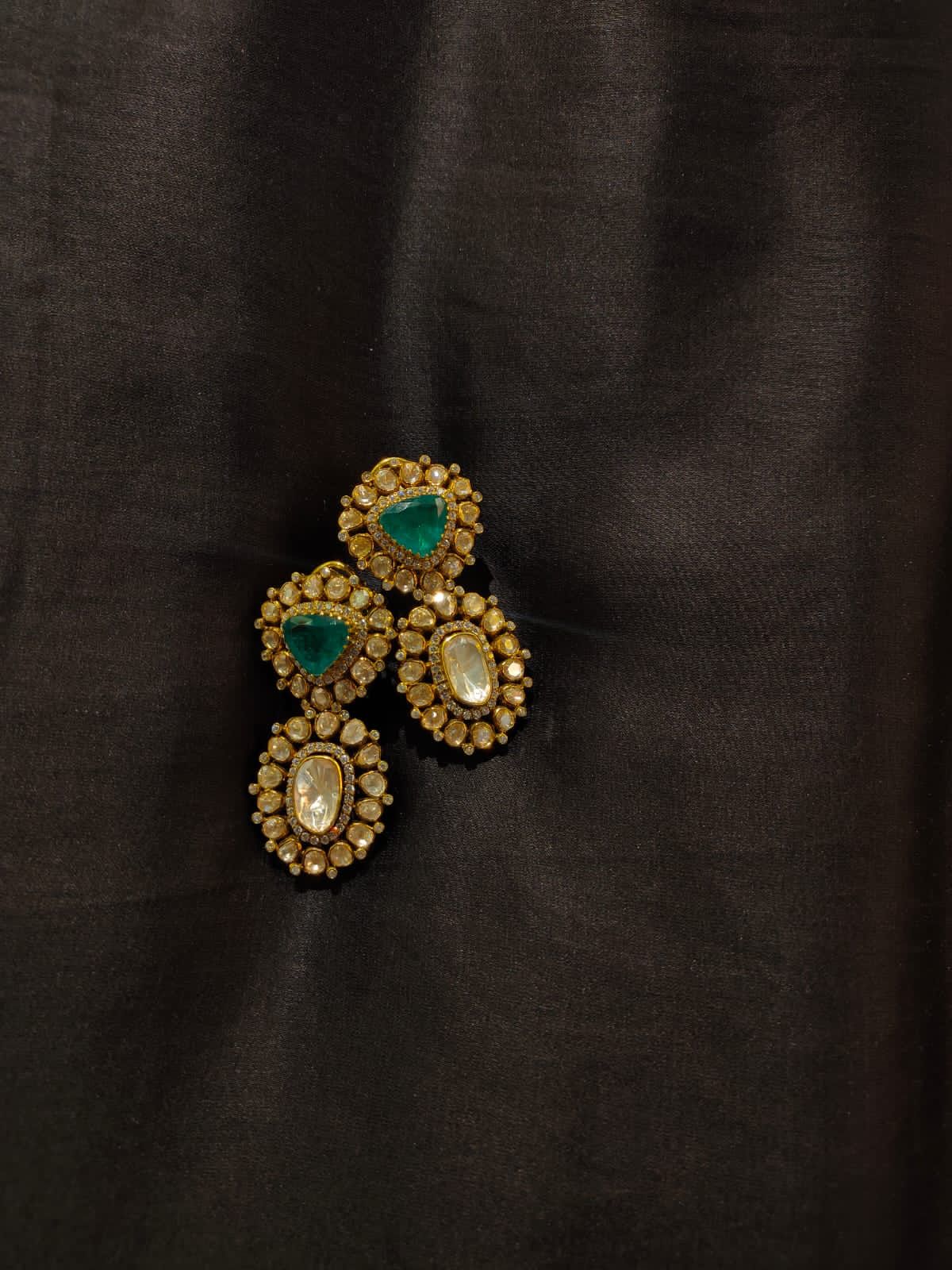 Polki Emerald Earrings