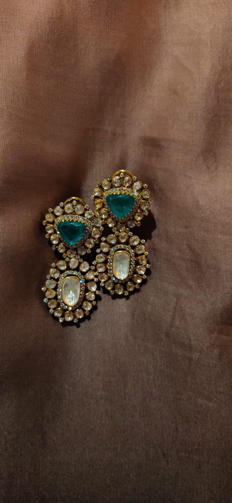 Polki Emerald Earrings