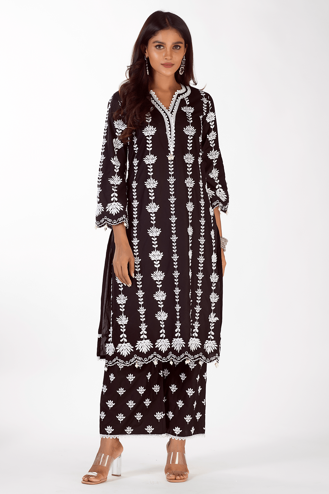 Mulmul Cotton Zaira Black Palazzo