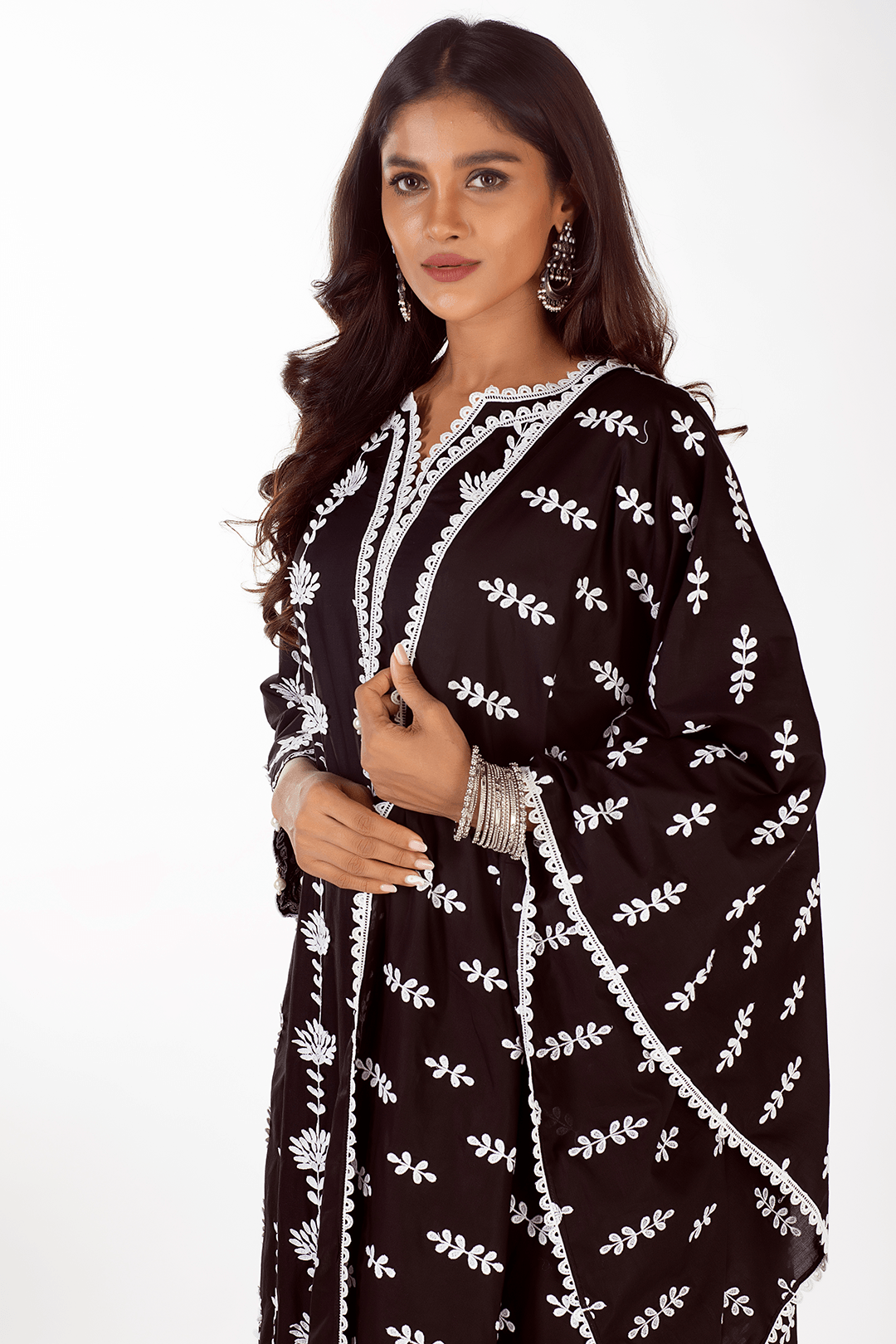 Mulmul Supima Cotton Zaira Black Kurta