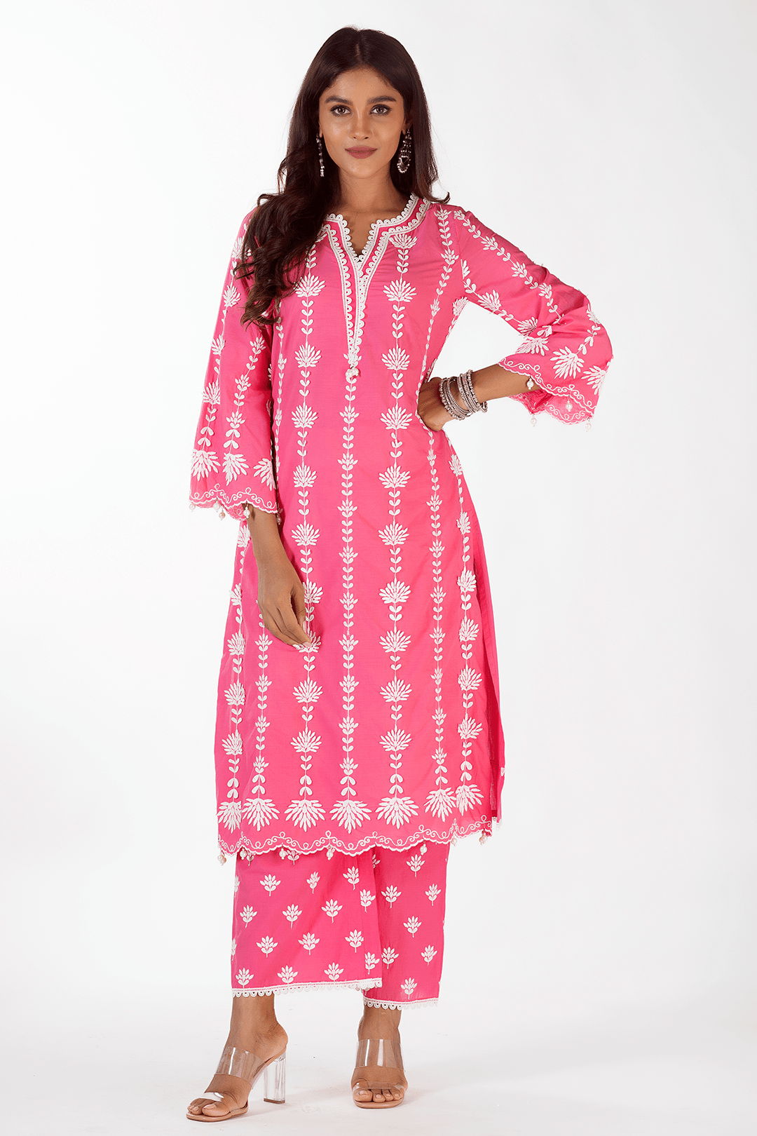 Mulmul Cotton Zaira Fuchsia Palazzo