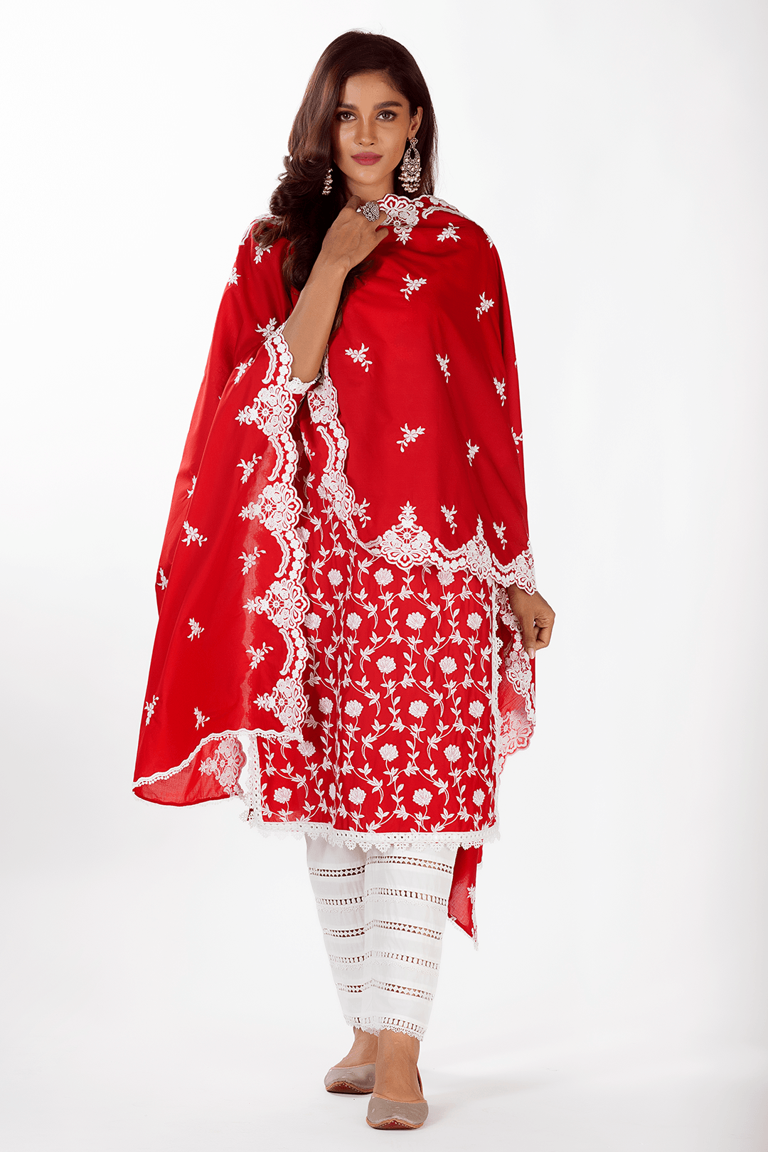 Mulmul Cotton Rae Red Dupatta