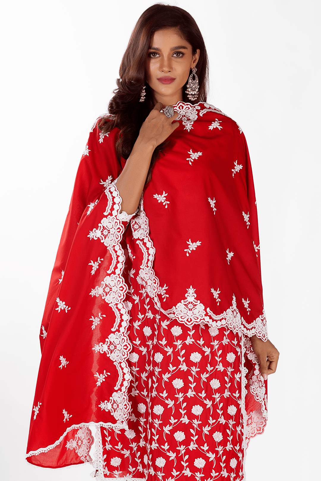 Mulmul Cotton Rae Red Dupatta