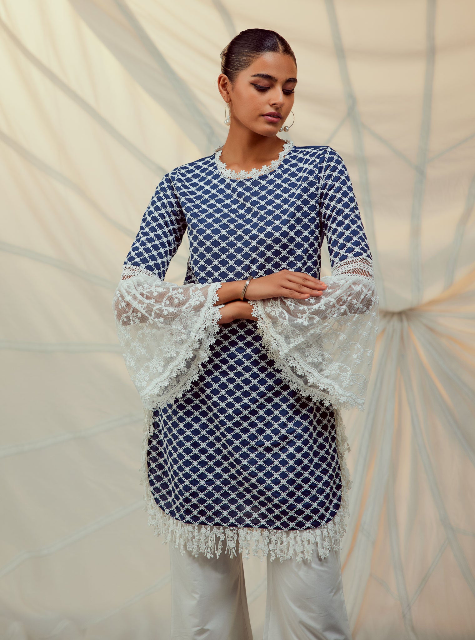Aspen Navy Blue Kurta with Garara Set