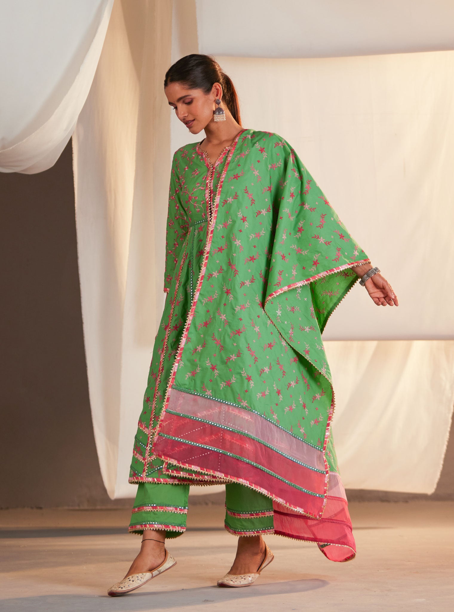 Mulmul Cotton Carrie Green Dupatta