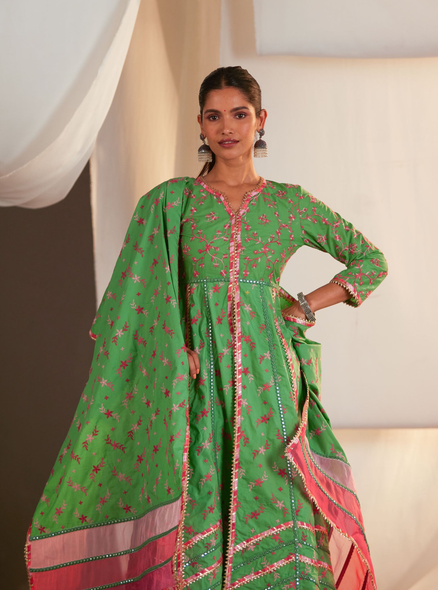 Mulmul Cotton Carrie Green Dupatta