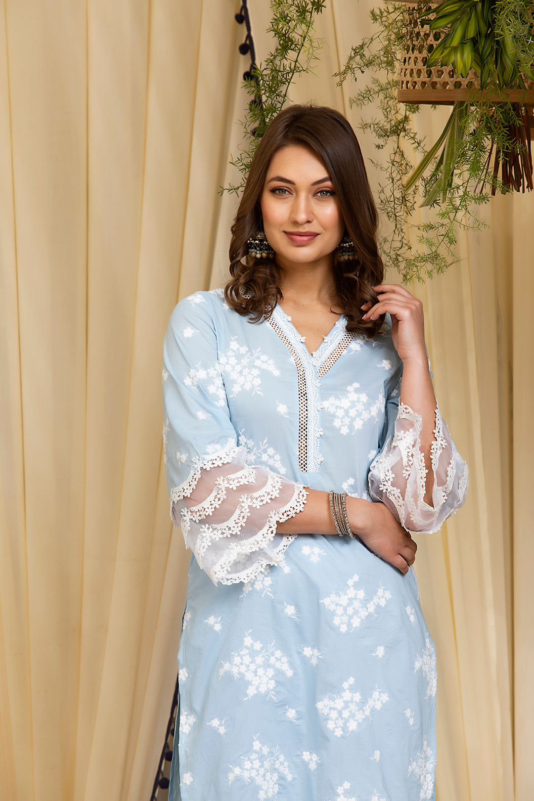 Mulmul Cotton Lola Kurta With Lola Palazzo