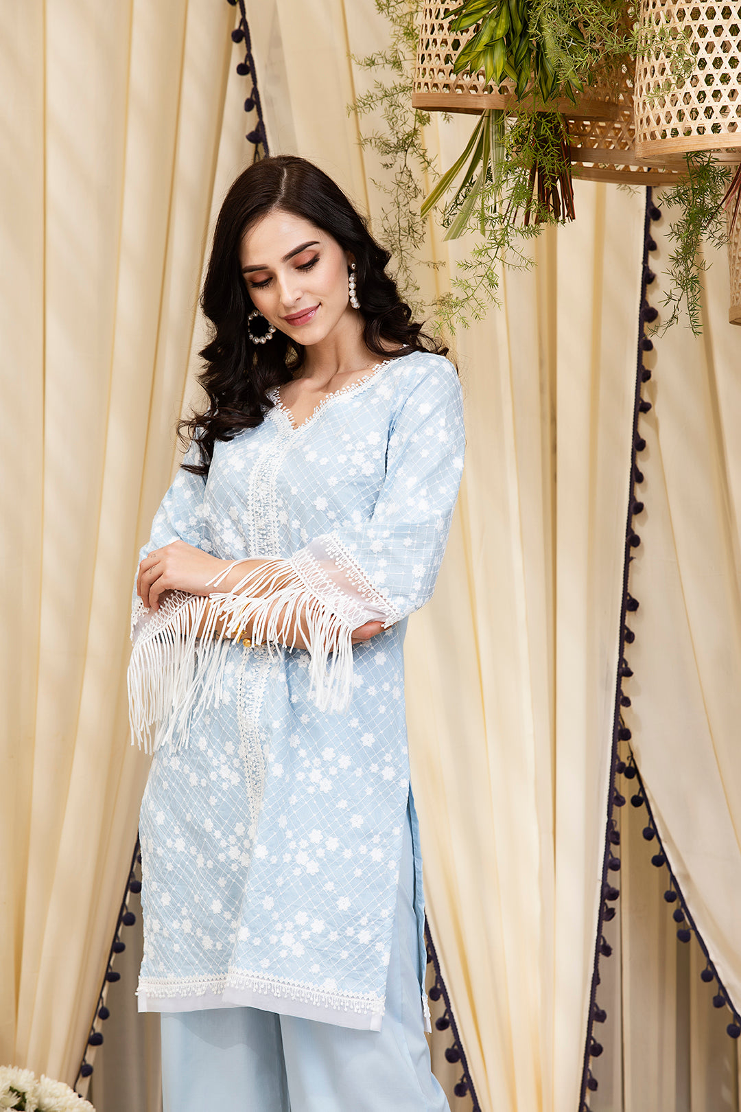 Mulmul Cotton Lina Kurta With Lina Palazzo