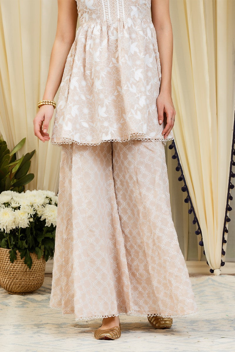 Mulmul Magnolia Embroidered sharara