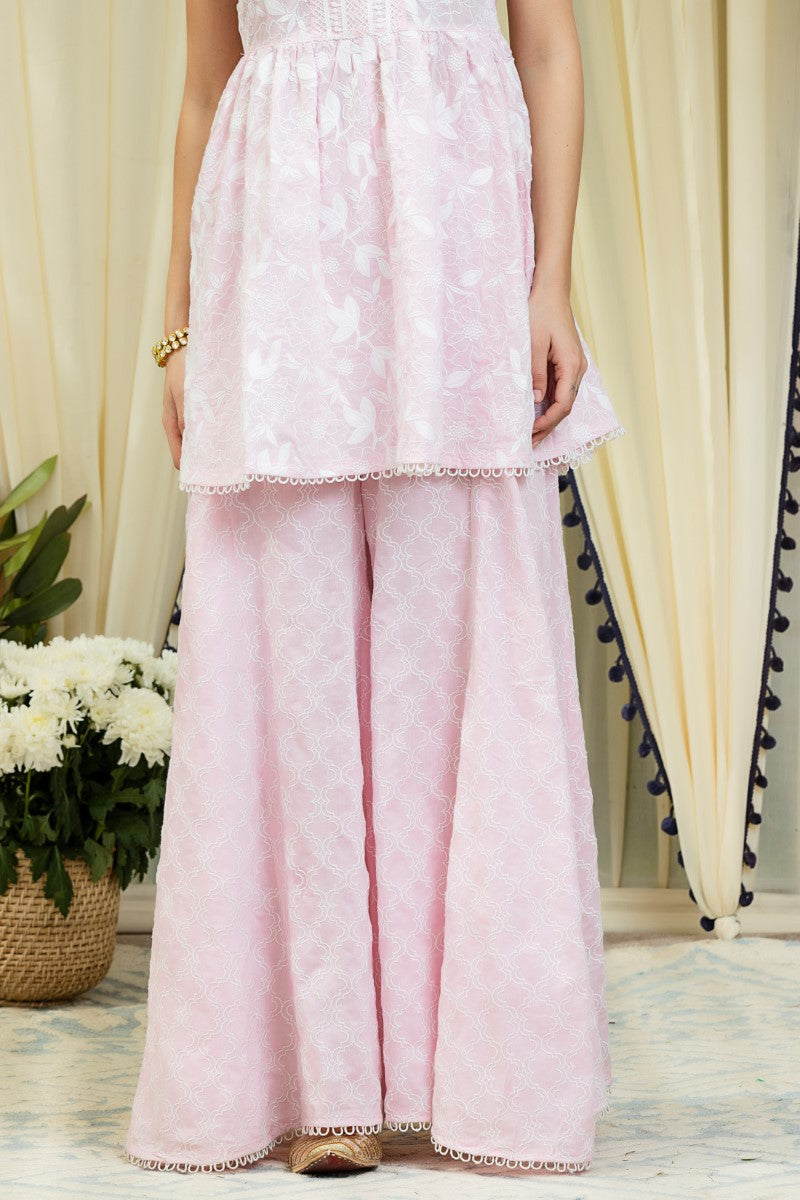 Mulmul Magnolia Embroidered sharara