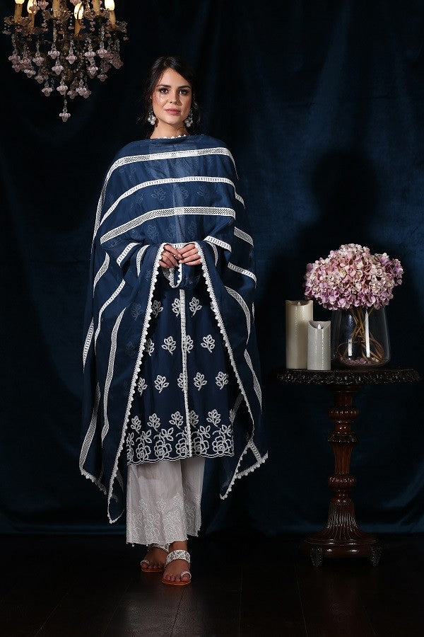 Rosedrop Navy Kurta