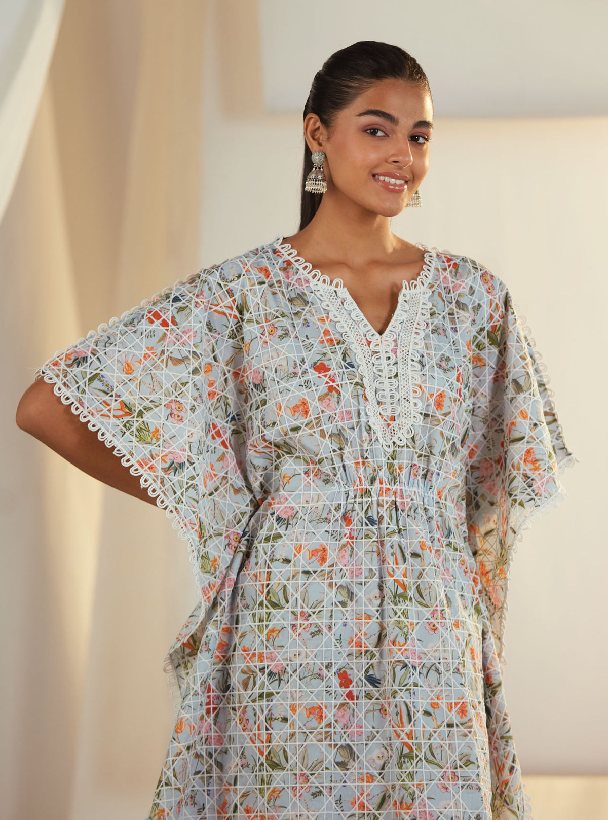 Keoni Supima Cotton Pink Kaftan With Keoni Pink Pant