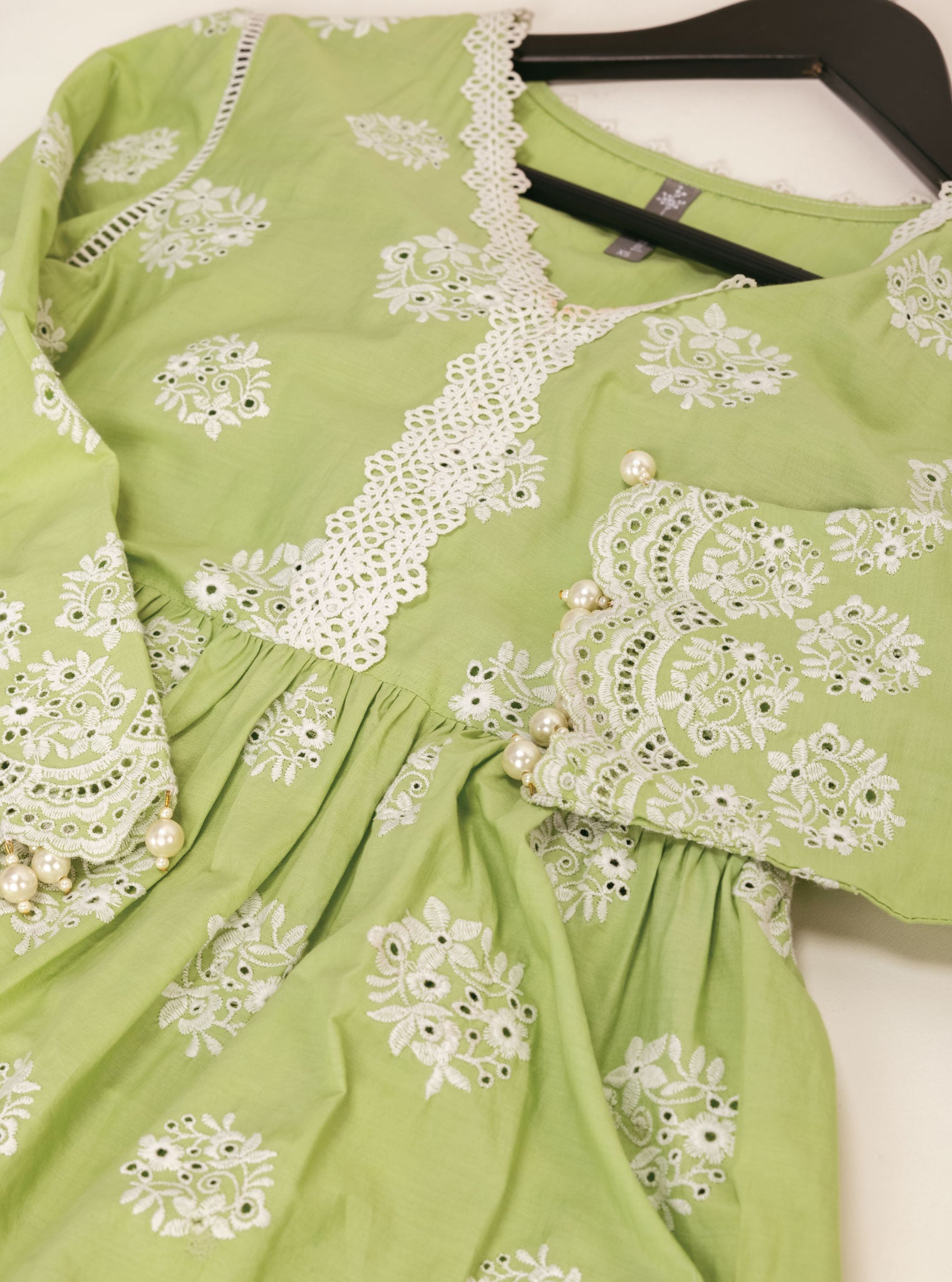 Mulmul Cotton Malana Green Kurta