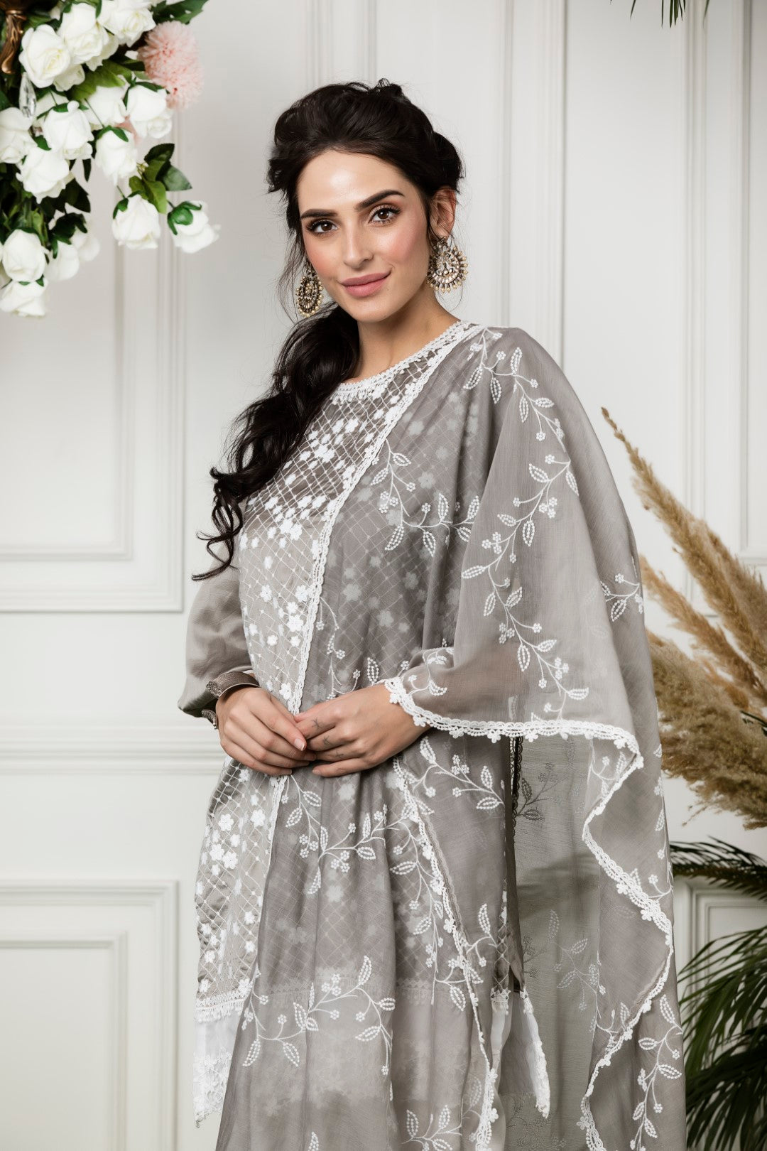 Embroidered Bel Chanderi Dupatta