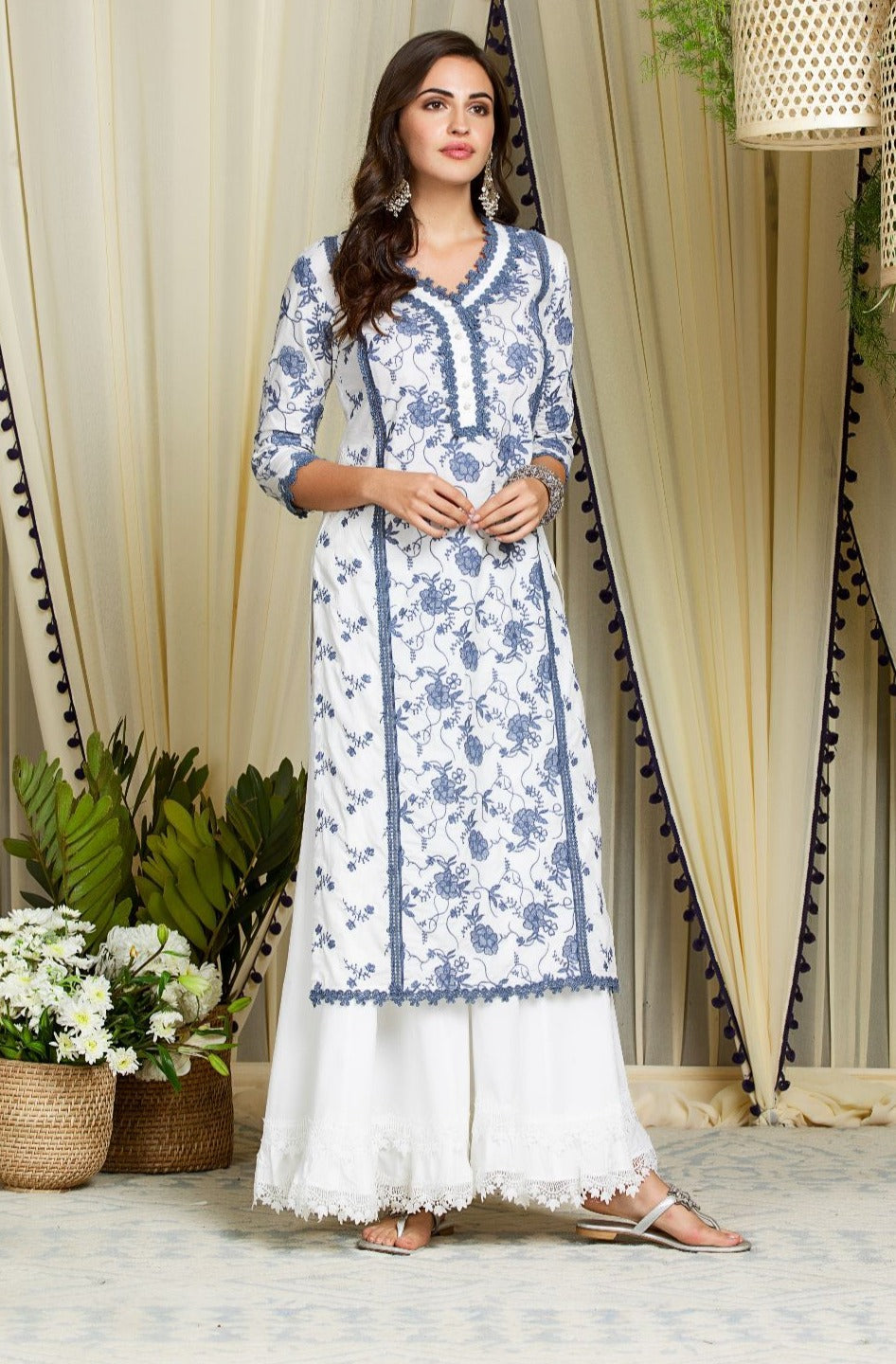 Rosetta Cotton Kurta with Sharara Set