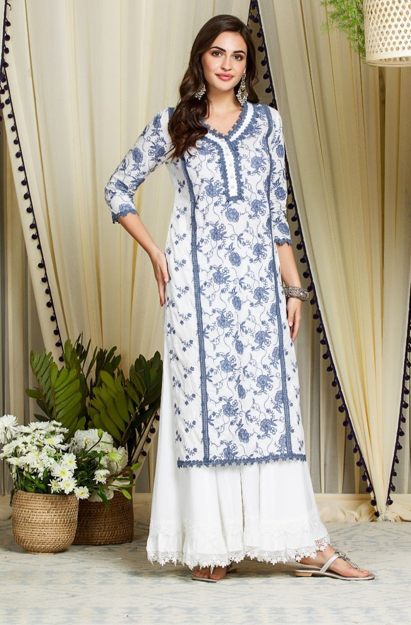 Rosetta Cotton Kurta with Sharara Set