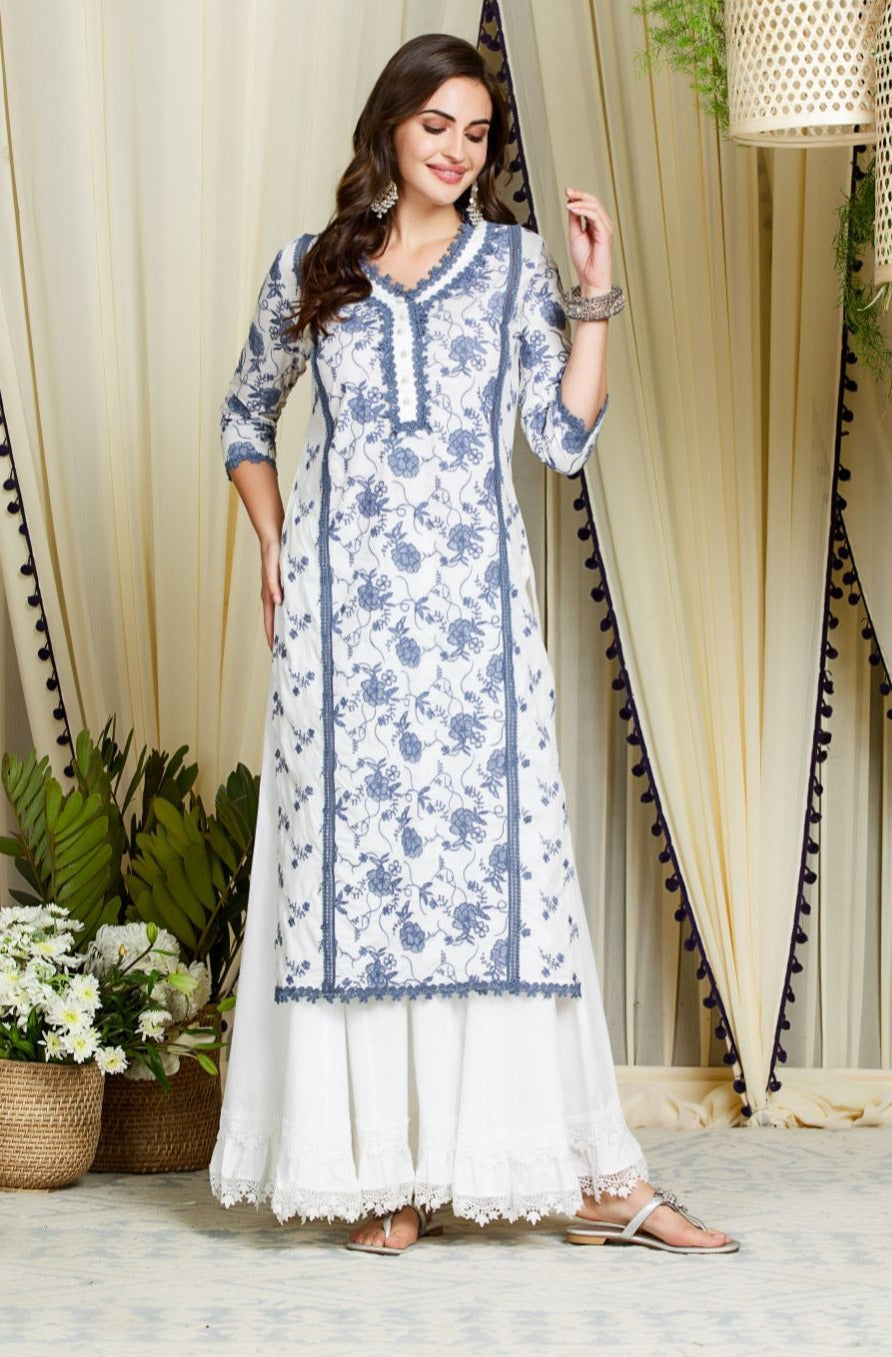 Rosetta Cotton Kurta with Sharara Set