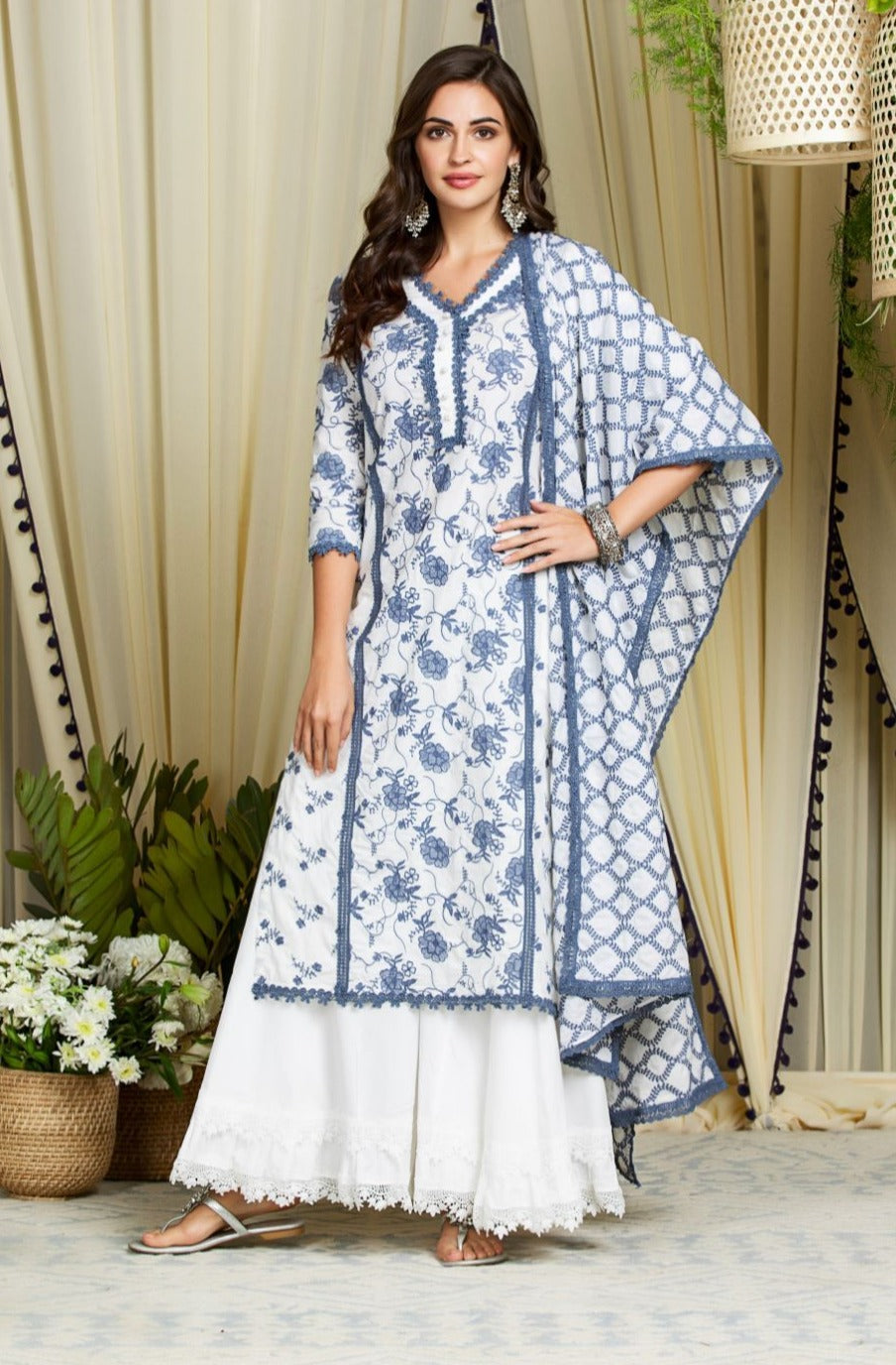 Rosetta Cotton Kurta with Sharara Set
