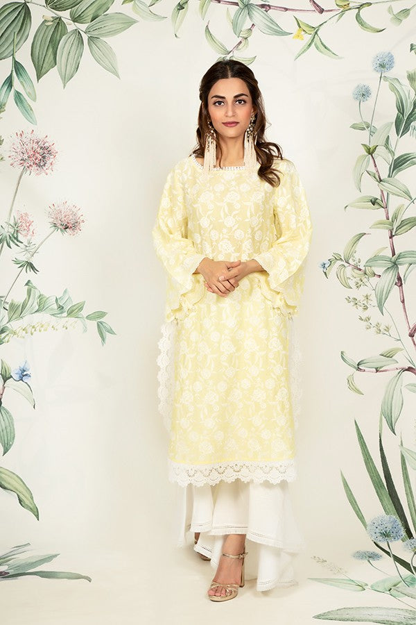 Rosebud Kurta Yellow and Bell Bottoms