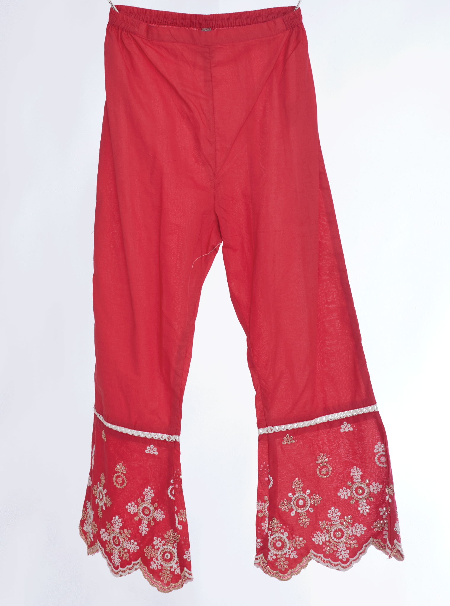 Mulmul Cotton Nell Red Kurta With Nell Red Pant