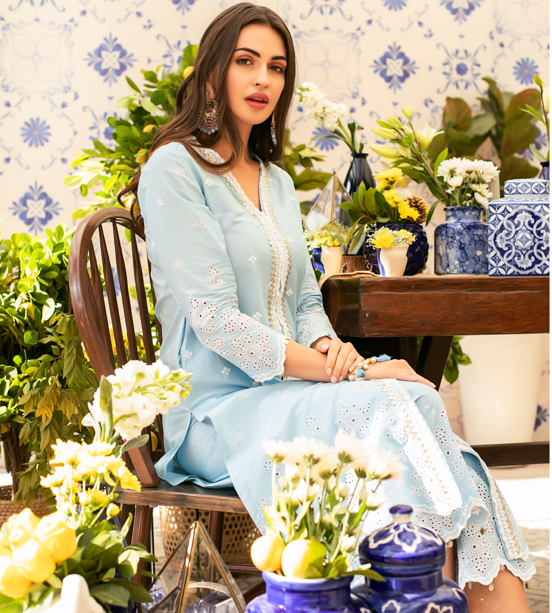 Mulmul Cotton Ophelia kurta  With Ophelia Palazzo