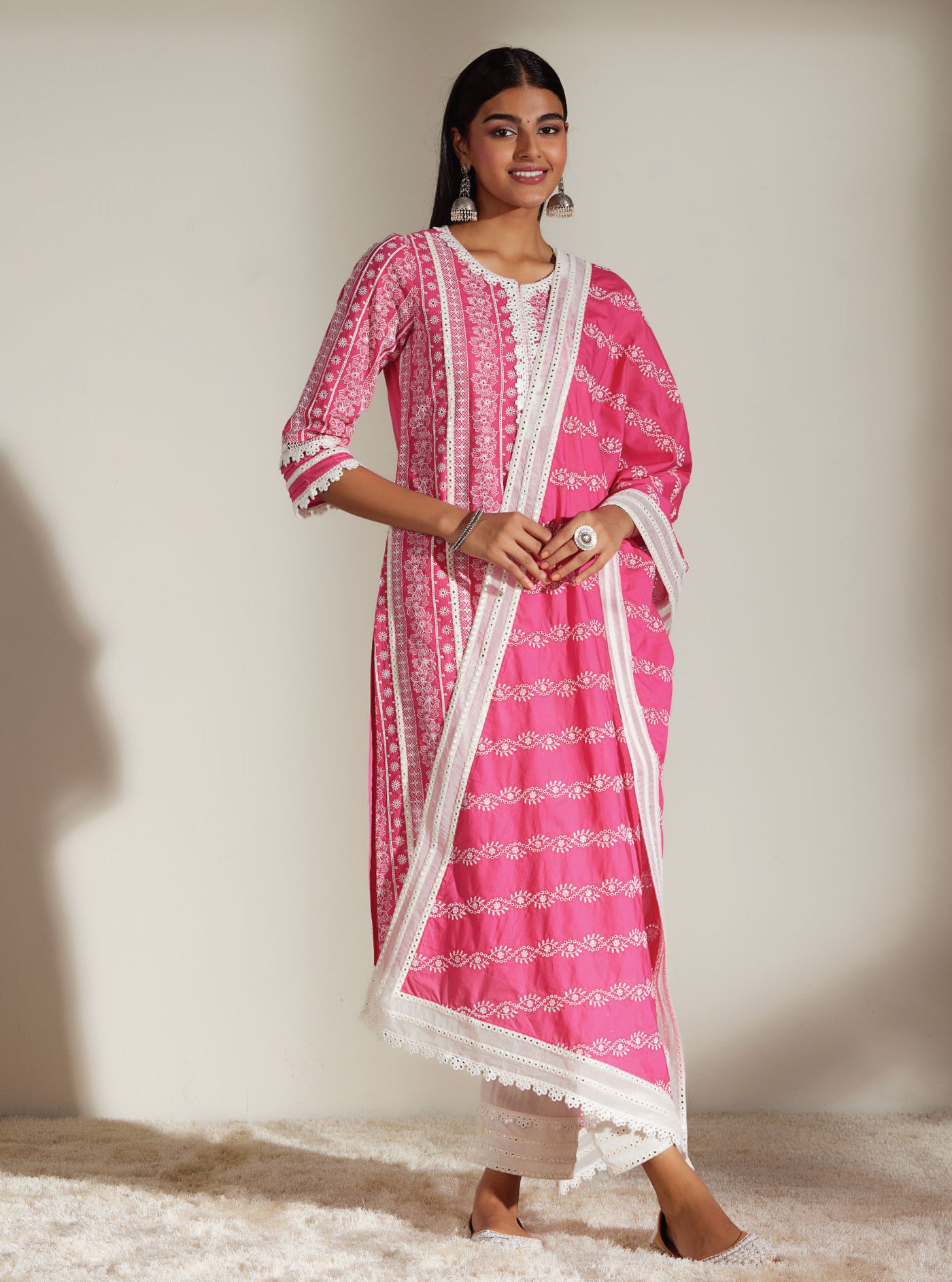 Mulmul Supima Cotton Mirror Gota White Pant main image 0