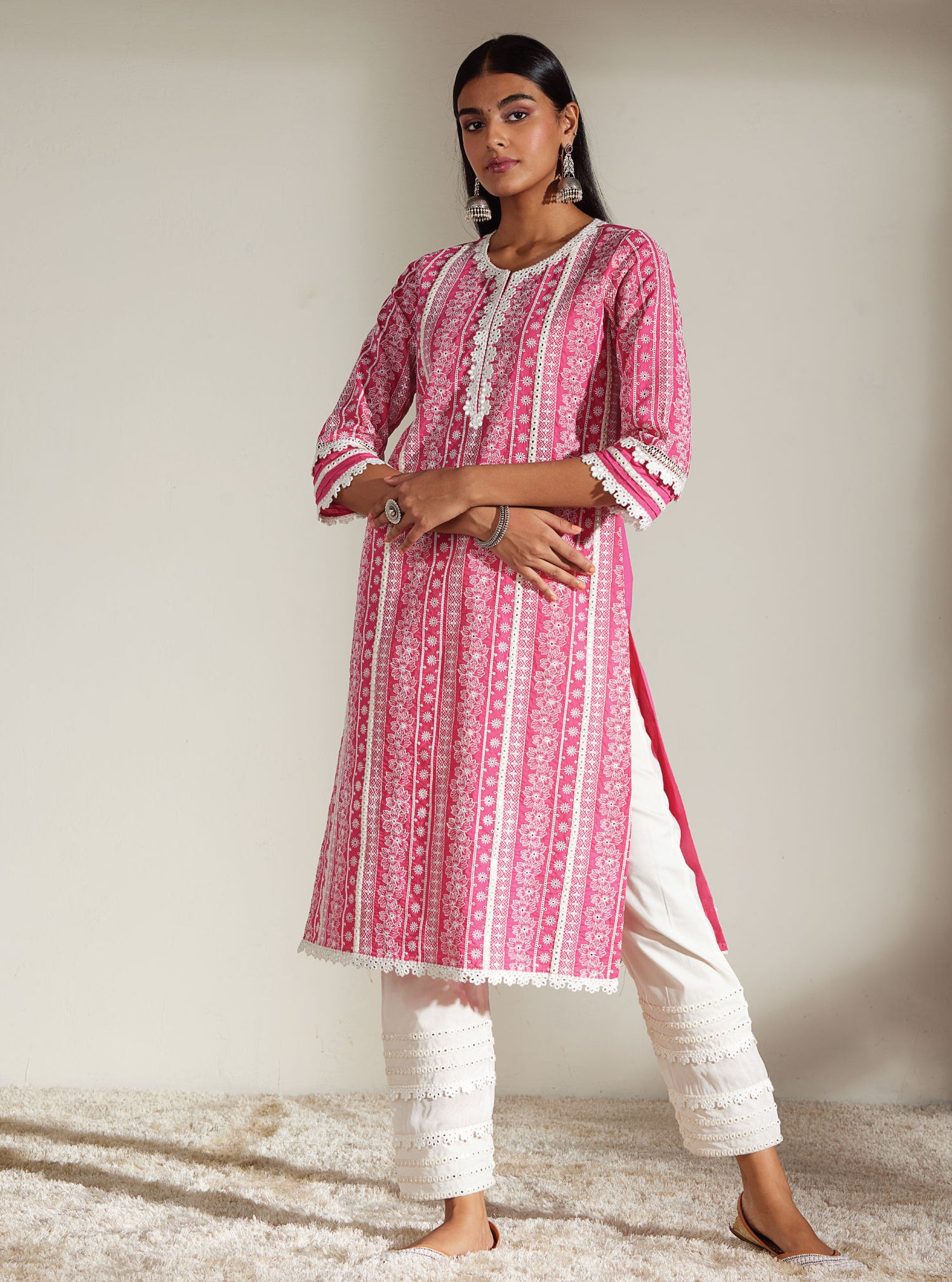 Mulmul Gota Stripe Pyajamas main image 1
